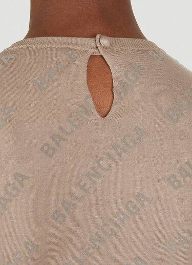 Balenciaga Logo Print Knit Top Beige bal0249121