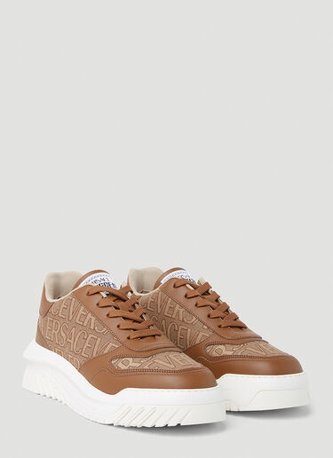 Versace Logo Lace Up Sneakers Beige ver0153023