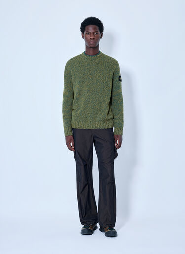 LN-CC® - Stone Island: Crewneck Textured Knit Sweater - Green Stone Island Crewneck Textured Knit Sweater Green sto0165012