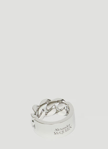 Alexander McQueen Snake And Tag Ring Silver amq0143041