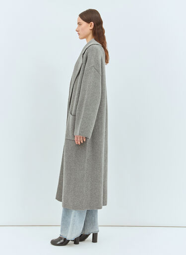 TOTEME Rib-Knit Cardi Coat Grey tot0259025