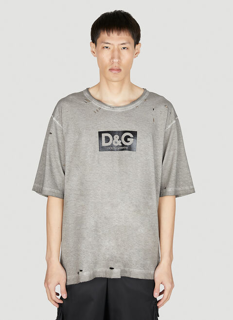 Dolce & Gabbana ディストレス ロゴプリントTシャツ ブラック dol0154004