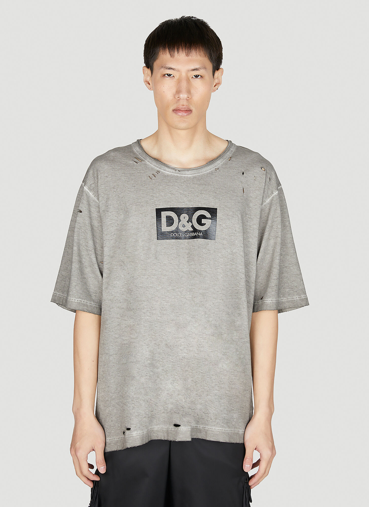 Shop Dolce & Gabbana Distressed Logo Print T-shirt