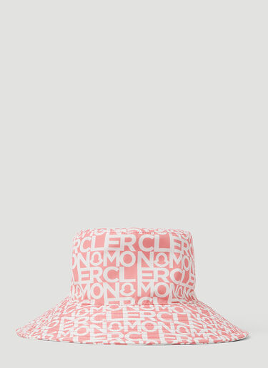 Moncler 로고 프린트 넓은 챙 모자 핑크 mon0252026
