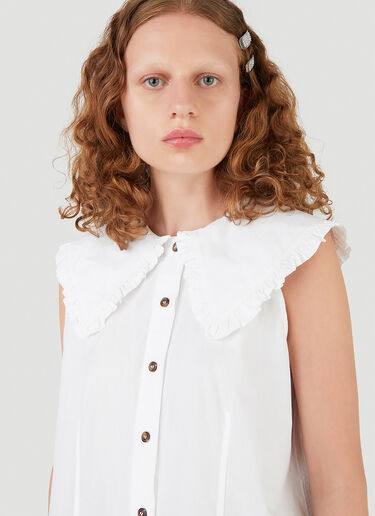 GANNI Poplin Button-Up Top White gan0246010