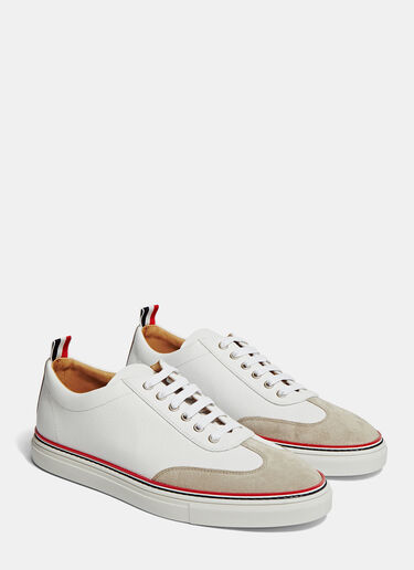 Thom Browne Suede Cap Low-Top Sneakers White thb0125004