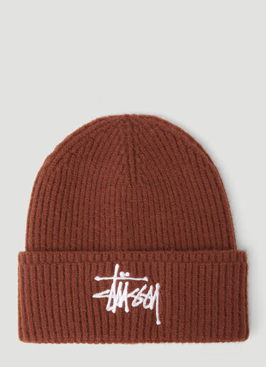 Stüssy Logo Embroidery Beanie Hat Brown sts0151027