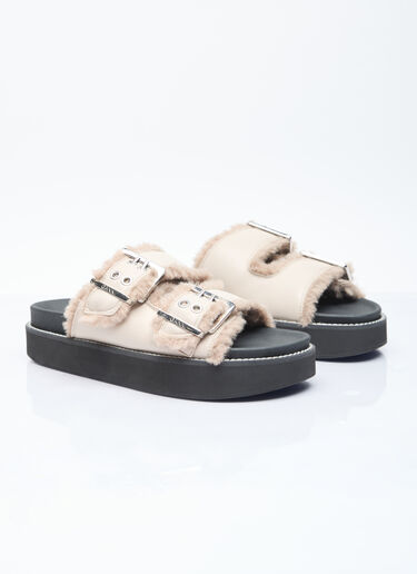 GANNI Feminine Buckle Slip-On Shoes Beige gan0255089