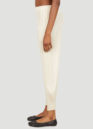 Pleats Please Issey Miyake Cable Stitch Pants Beige plp0251006