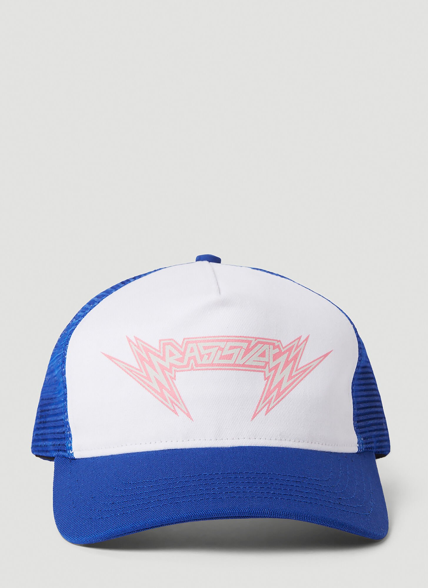 Rassvet Logo Print Trucker Hat In White,blue