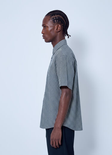 LN-CC® - VETEMENTS: Metal Logo Checked Short Sleeve Shirt - Black VETEMENTS Metal Logo Checked Short Sleeve Shirt Black vet0166012