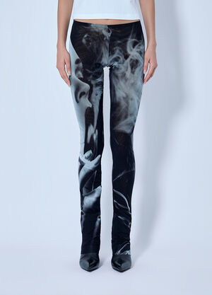 Jean Paul Gaultier Mesh Printed Smoking Women Flare Pants Black jpg0266018