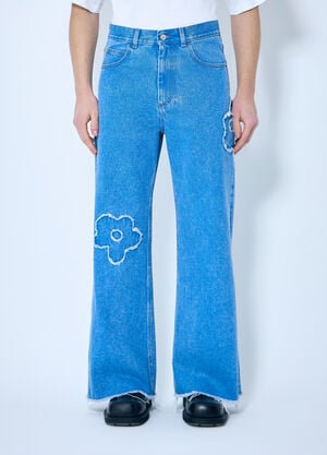 Marni Flower Patch Wide-Leg Jeans Blue mni0159001