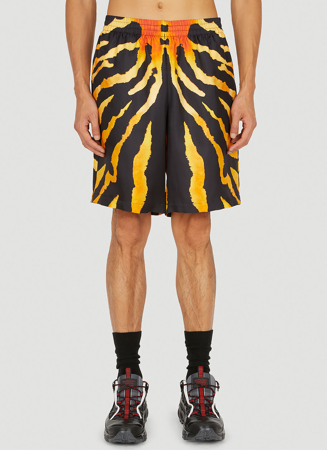 Tiger print sales swim trunks