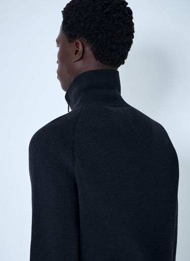 Margaret Howell High Neck Wool Zip Sweater Black mhl0164001