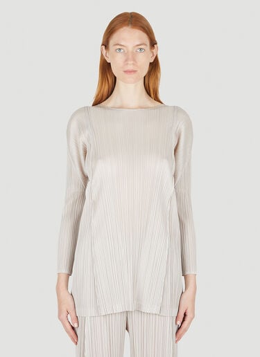 Pleats Please Issey Miyake Blow Tunic Top Beige plp0248026