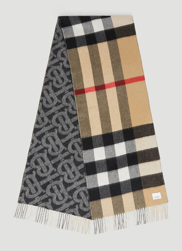 Burberry TB Half Mega Check Scarf Beige bur0151151