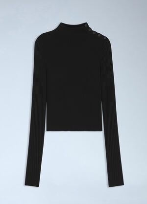 HUGO x entire studios Ribbed Knit Sweater with Button Detail Black hgb0166010