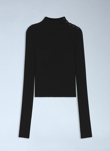 LN-CC® - HUGO x entire studios: Ribbed Knit Sweater with Button Detail - Black HUGO x entire studios Ribbed Knit Sweater with Button Detail Black hgb0166010