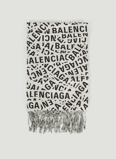 Balenciaga AD Stripes Logo Scarf Cream bal0249042