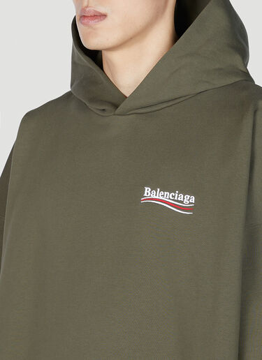 Balenciaga Logo Print Hooded Sweatshirt Khaki bal0151024