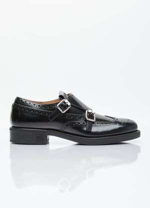 Miu Miu x Church's Brushed Leather Double Monk Brogue Shoes Beige miu0256047