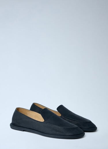 The Row Leather Slip-On Loafers Black row0263019