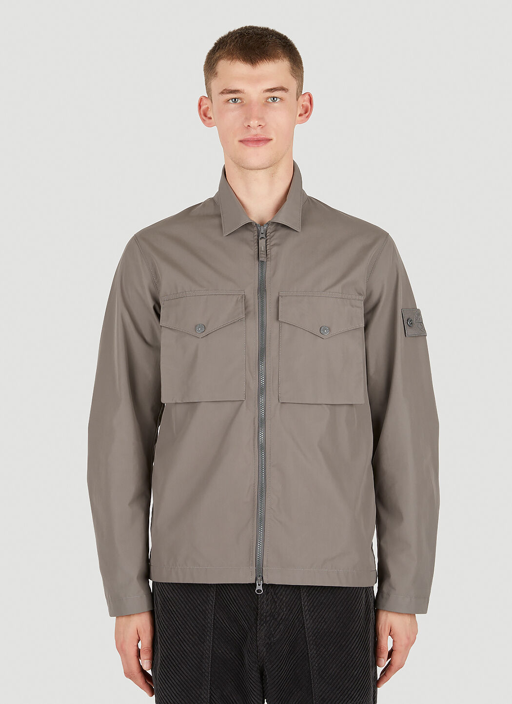 Stone island front pocket cotton shirt jacket clearance