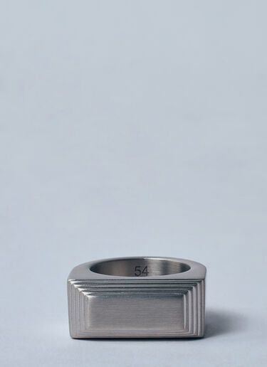 Rick Owens Etched Beveled Ring Silver ric0259025