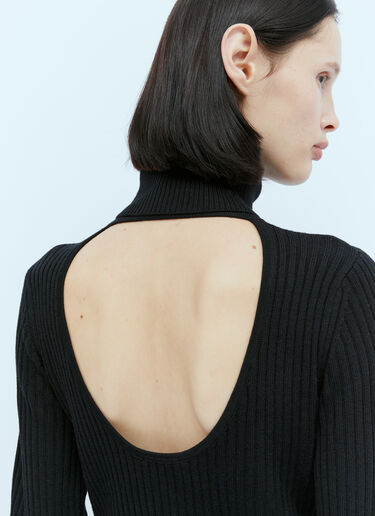 GANNI Open Back Wool Sweater Black gan0254012