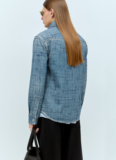 Bottega Veneta Textured Denim Print Shirt Blue bov0155003