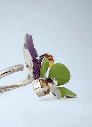 Marni Metal Flower Ring Green mni0263024