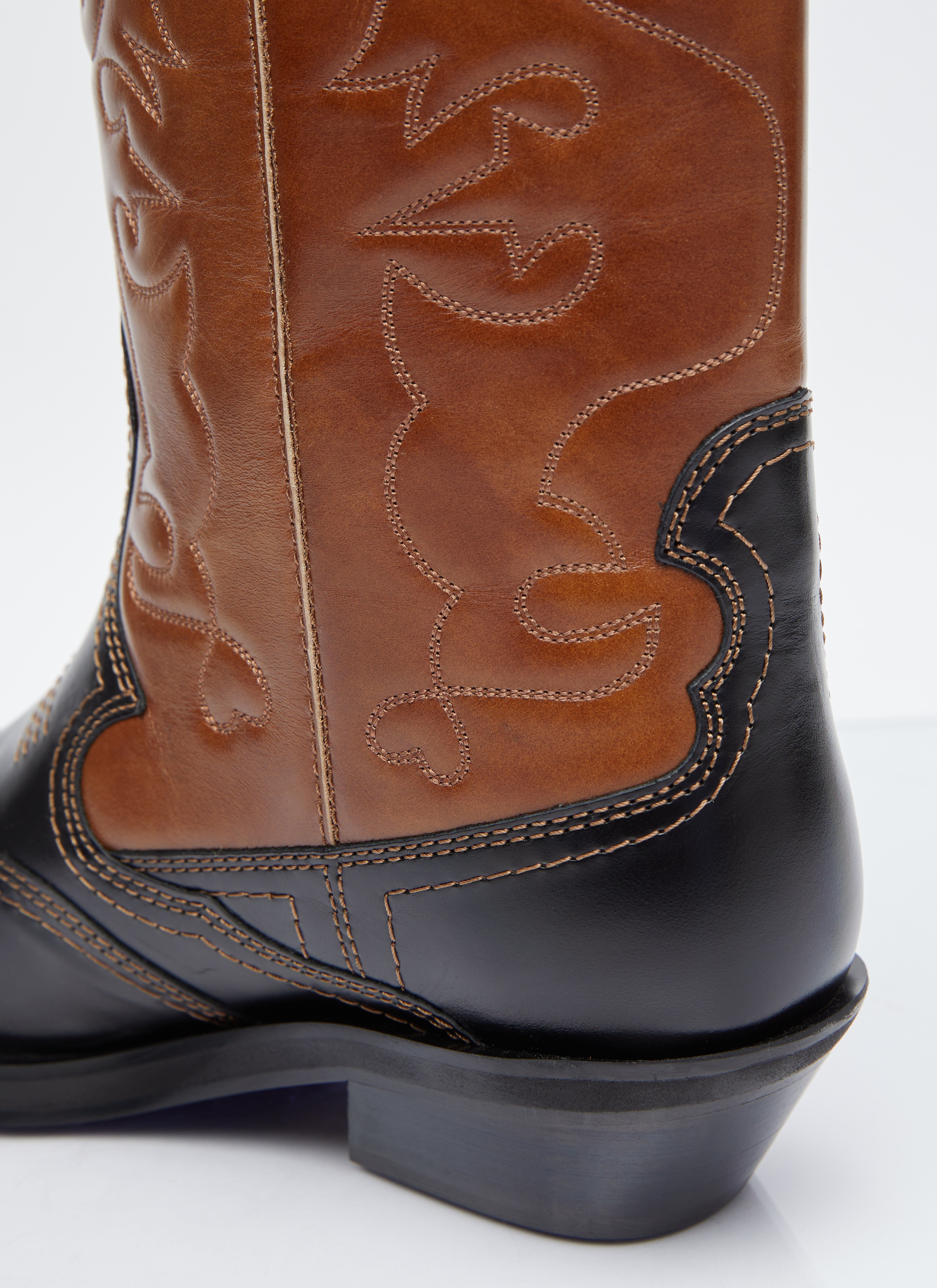 GANNI Women s Mid Shaft Embroidered Western Boots in Black LN CC