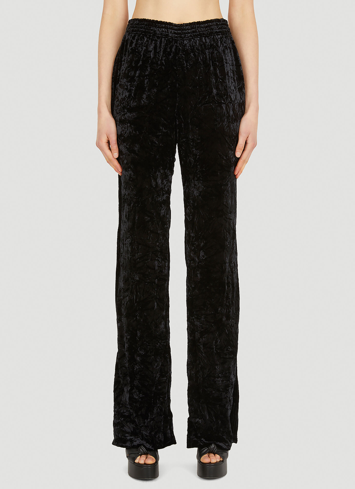 Saint Laurent Crushed Velvet Pants In Black