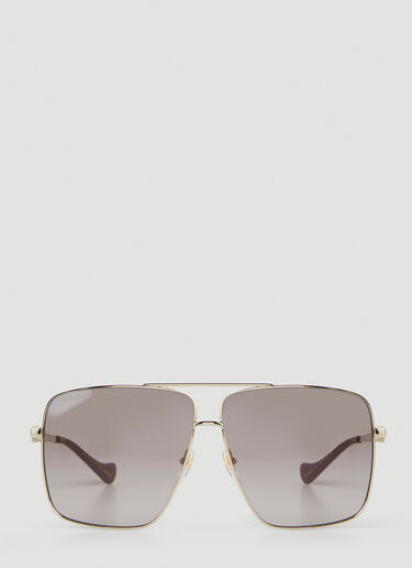 Gucci Navigator Square Frame Sunglasses Gold guc0247356
