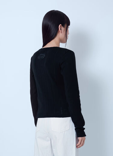 LN-CC® - GANNI: Compact Pointelle Rib Jersey Top - Black GANNI Compact Pointelle Rib Jersey Top Black gan0265004