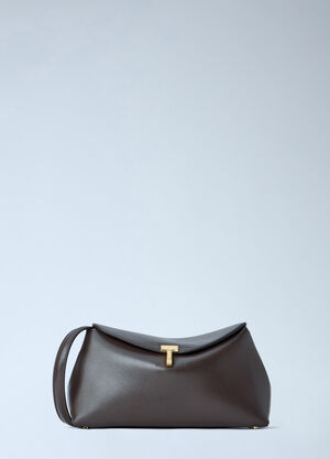 Toteme T-Lock Leather Clutch Brown tot0265090