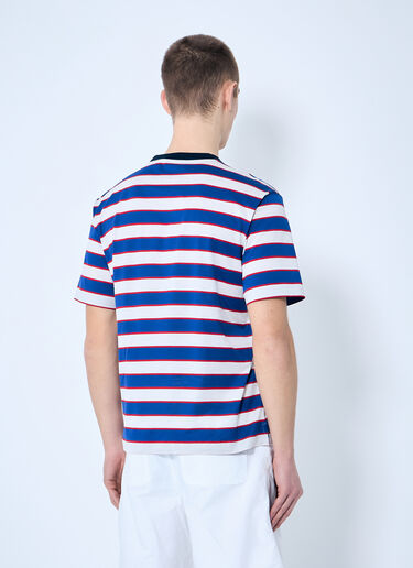 Prada Logo Embroidery Striped T-Shirt Blue pra0160003