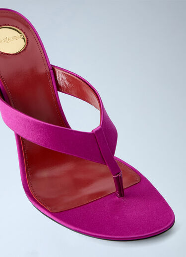 LN-CC® - Saint Laurent: Opyum Satin Thong Mule Sandals - Pink Saint Laurent Opyum Satin Thong Mule Sandals Pink sla0263036