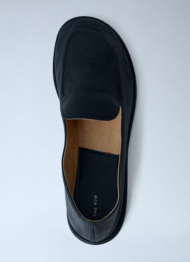The Row Leather Slip-On Loafers Black row0263019