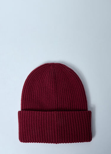 8 Moncler Palm Angels Logo Patch Beanie Hat Red mpa0259006