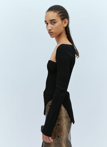 KHAITE Maddy Long Bustier Knit Top Black kha0253002