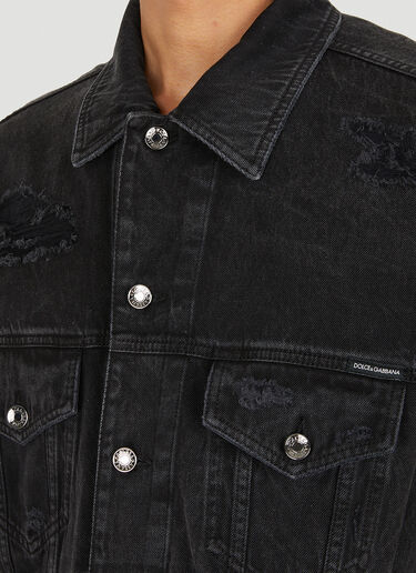Dolce & Gabbana Distressed Denim Jacket Black dol0149008