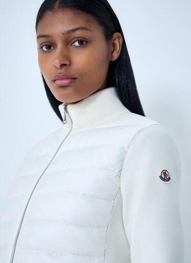 Moncler Quilted Zip-Up Jacket White mon0263046