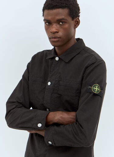Stone Island Canvas Overshirt Black sto0158033