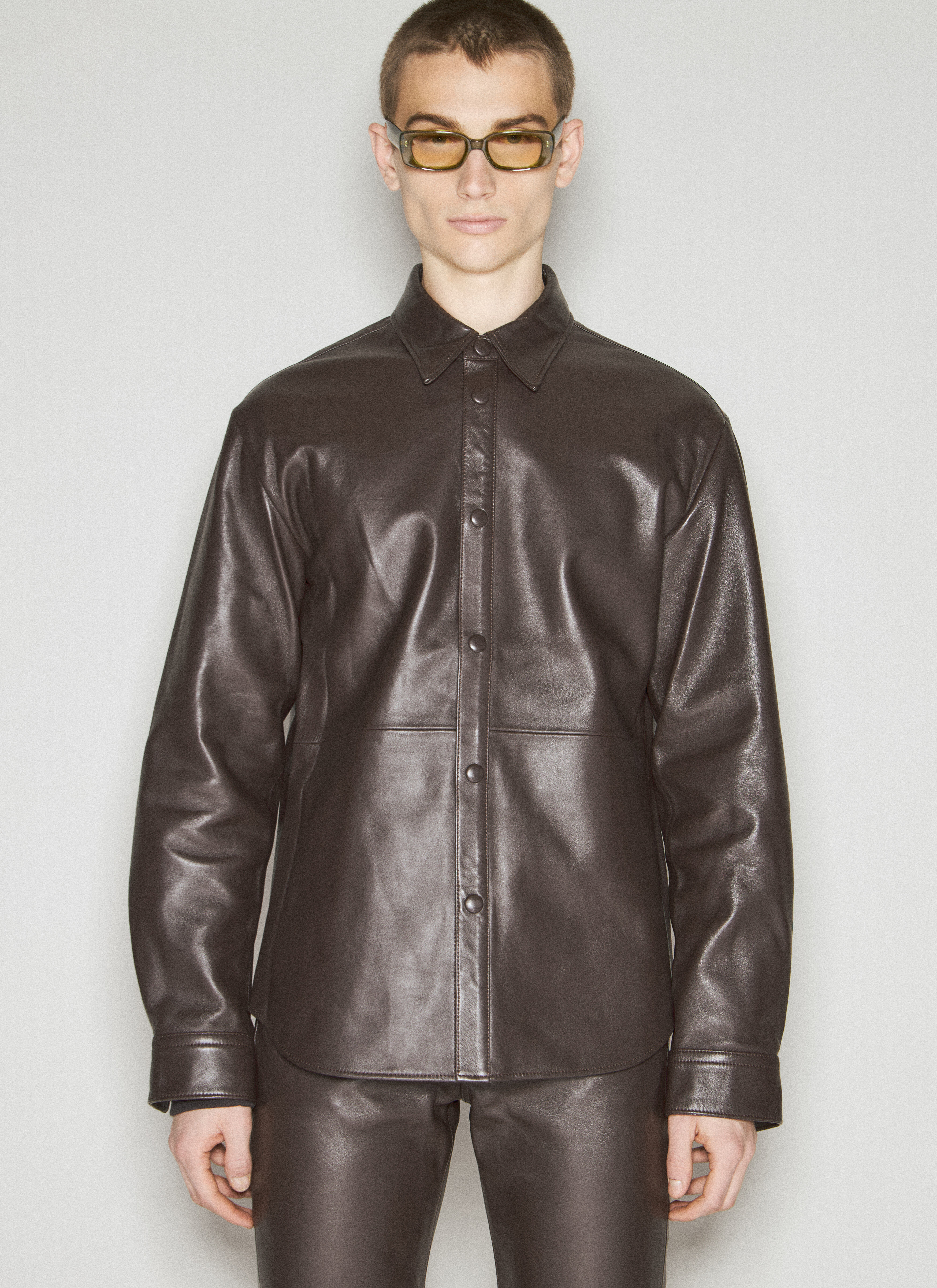 Jil Sander x Acne Studios Leather Overshirt Black jil0153003