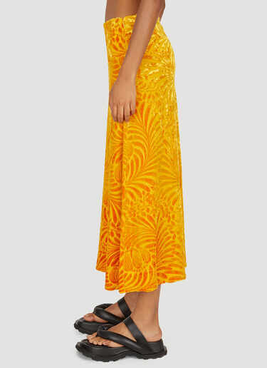 Jil Sander Floral Devoré Mid Length Skirt Orange jil0249047