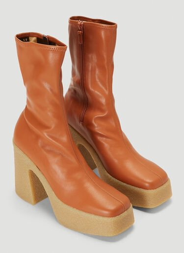 Stella McCartney Faux-Leather Platform Boots Brown stm0241022