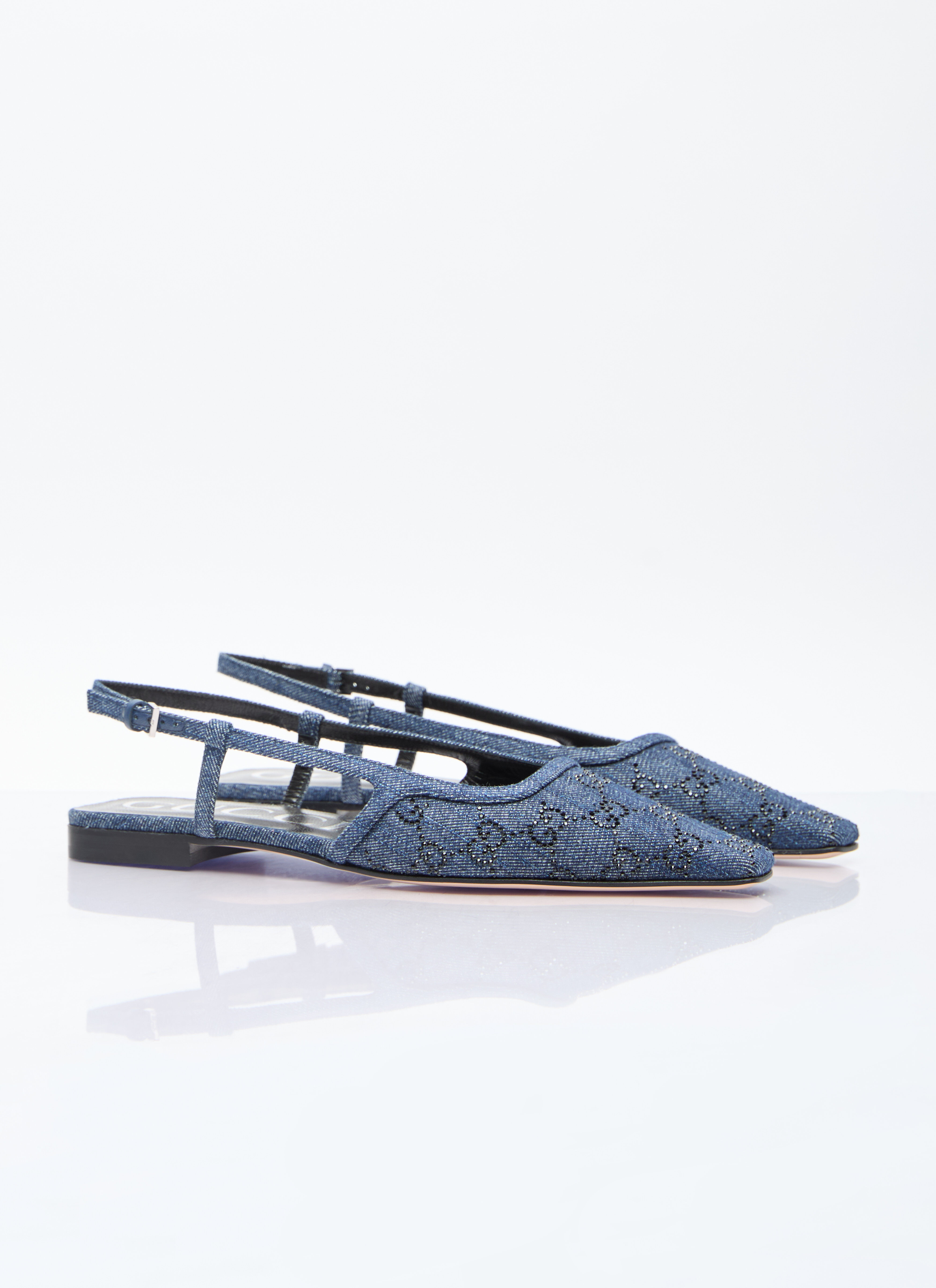 【GUCCI】GG SLINGBACK PUMP スリングバック フラットシューズ Gucci レディース GGデニム スリングバック フラットシューズ の