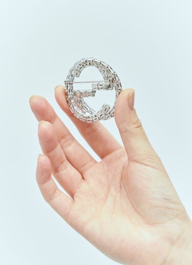 Gucci Crystal Interlocking G Brooch Silver guc0255119